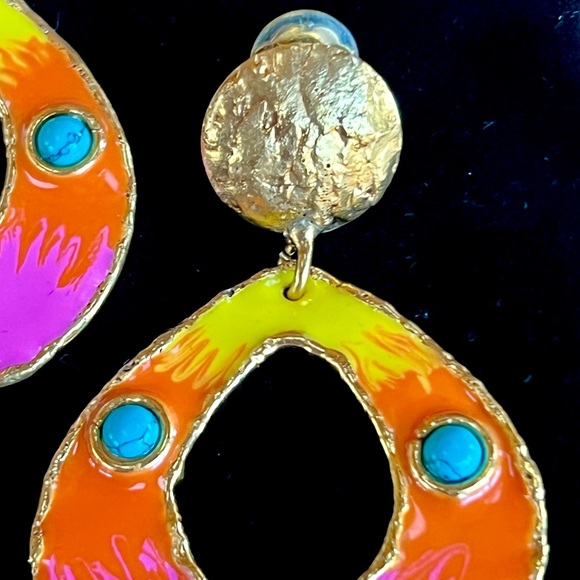 🌺🎉HP🎉🌺 NWT Sylvia Toledano Thalita Turquoise Hoop Earrings - Picture 7 of 15